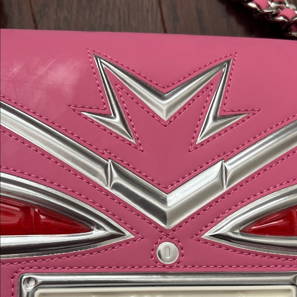 Moschino Pink and Silver License Plate Shoulder Bag - Picture 10 of 14